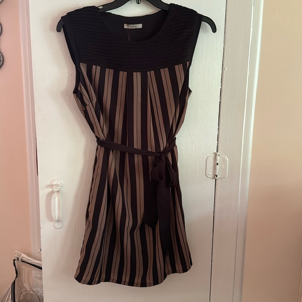 Belted striped dress